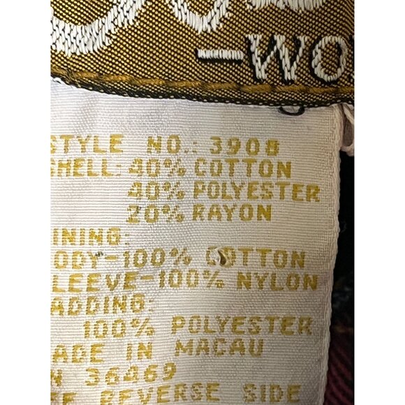 Vintage Acid Wash Denim Jean Bomber Jacket Blue 10 Flannel Plaid 80s Y2K Preppy - Picture 10 of 16